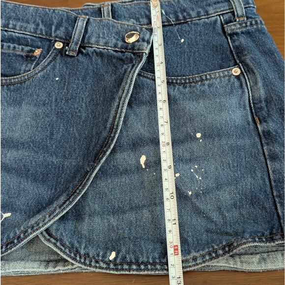 Coperni Blue Denim Paint-splatter Mini Wrap Skirt, Size 8 - Picture 7 of 10